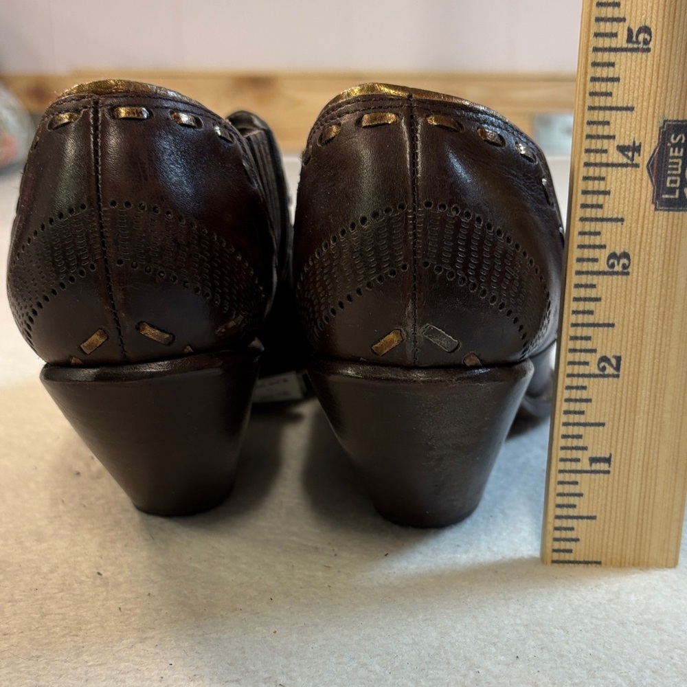 BCBGirls Dark Brown Stud-Embellished Pointed Leather Booties - Picture 6 of 10